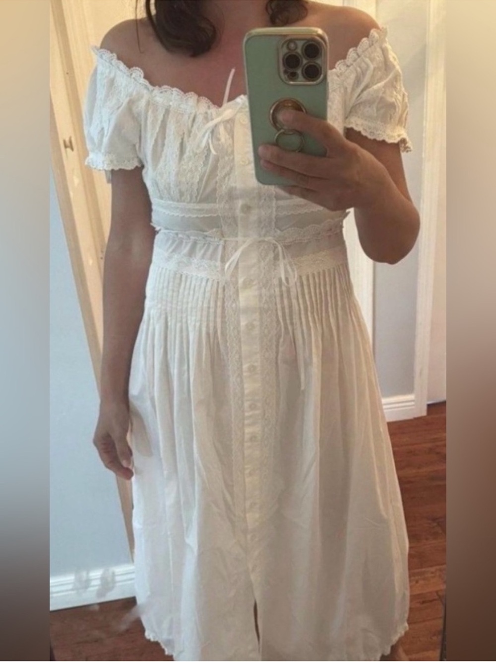 Caroline Constas White Off-Shoulder Maxi Dress Lace S ( LoveShack Fancy Doen) - Picture 3 of 5